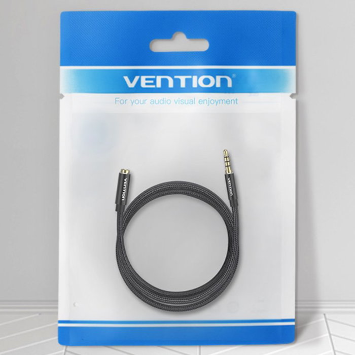 Vention Cable de Audio BHCBH Jack 3.5mm TRRS Macho a Hembra, 2m, Negro